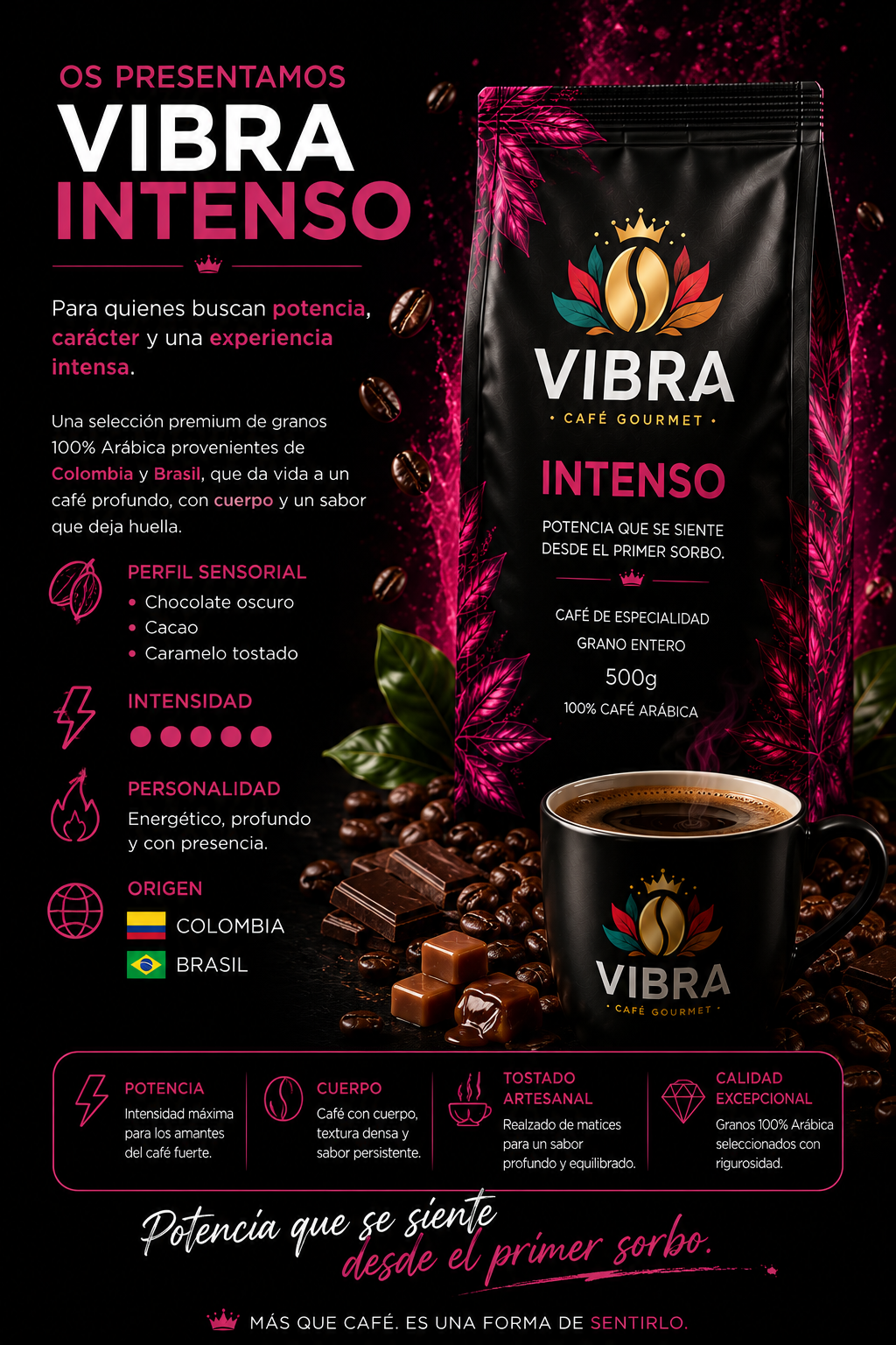 VIBRA INTENSO — 500g | Café Robusto | 100% Arábica Puro